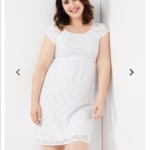 White Back Zip Lace Maternity Dress